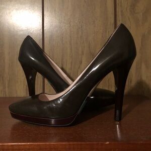 Emilio Pucci Vintage Olive Green Geometric Pumps sz 37/7 Genuine Leather